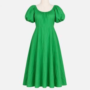 Old Navy Green Puff Sleeve Maxi Dress Women's Medium M Smocked Back Cotton Blend